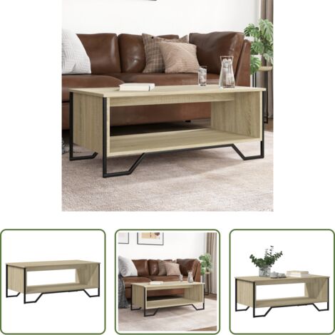 vidaXL Mesa auxiliar -  Mesa de centro madera de ingeniería roble Sonoma 100x51x40 cm
