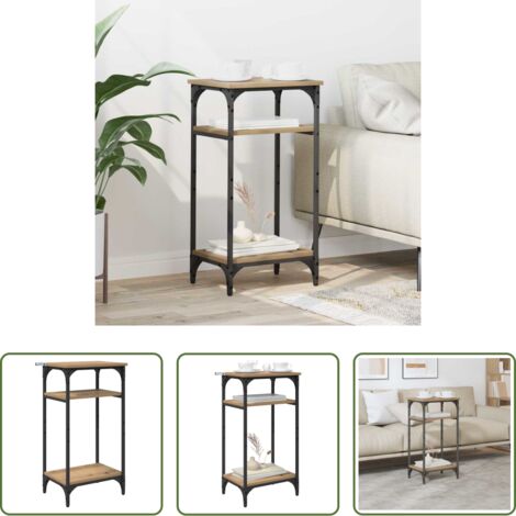 vidaXL Mesa auxiliar -  Mesa lateral con estante Manual Roble artesanal 40 x 30 x 75 cm