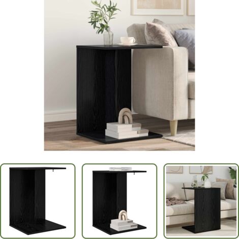 vidaXL Mesa auxiliar -  Mesa lateral Roble Negro 45 x 40 x 62,5 cm Madera de ingeniería