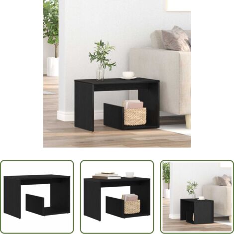 vidaXL Mesa auxiliar -  Mesa lateral Roble Negro 59 x 36 x 38 cm Madera de ingeniería