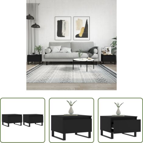 vidaXL Mesa auxiliar -  Mesas de centro 2 uds madera de ingeniería negro 50x46x35 cm