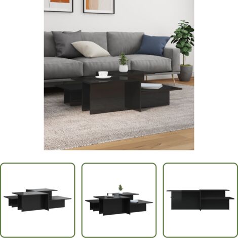 vidaXL Mesa auxiliar -  Mesas de centro 2 uds madera de ingeniería negro brillante