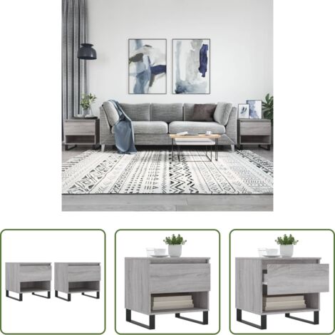 vidaXL Mesa auxiliar -  Mesas de centro 2 uds madera ingeniería gris Sonoma 50x46x50 cm