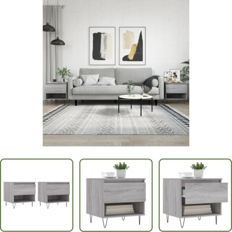 vidaXL Mesa auxiliar -  Mesas de centro 2 uds madera ingeniería gris Sonoma 50x46x50 cm