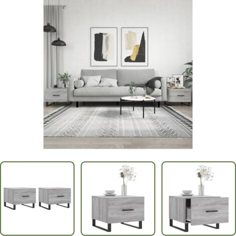 vidaXL Mesa auxiliar -  Mesas de centro 2 uds madera ingeniería gris Sonoma 50x50x40 cm