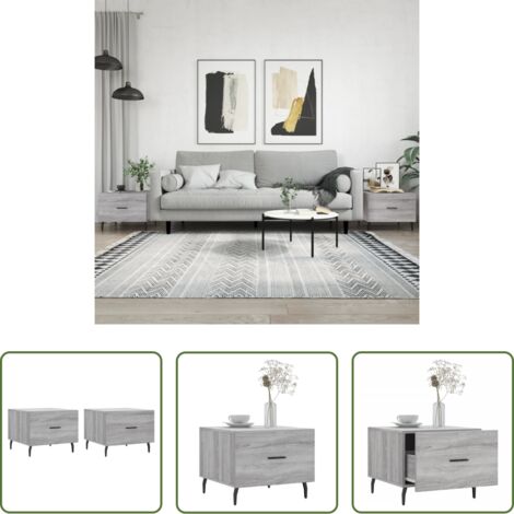vidaXL Mesa auxiliar -  Mesas de centro 2 uds madera ingeniería gris Sonoma 50x50x40 cm