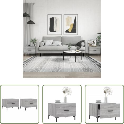 vidaXL Mesa auxiliar -  Mesas de centro 2 uds madera ingeniería gris Sonoma 50x50x40 cm