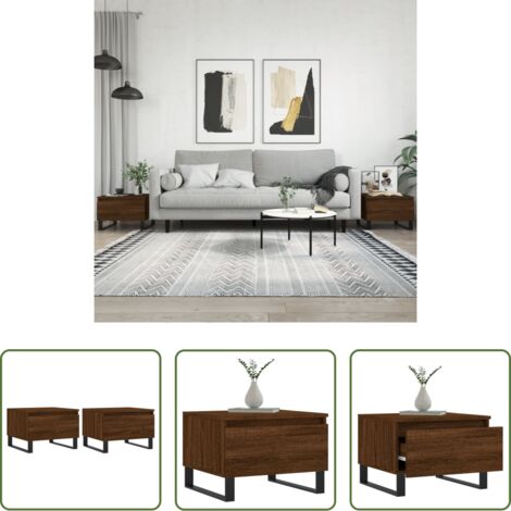 vidaXL Mesa auxiliar -  Mesas de centro 2 uds madera ingeniería roble marrón 50x46x35cm