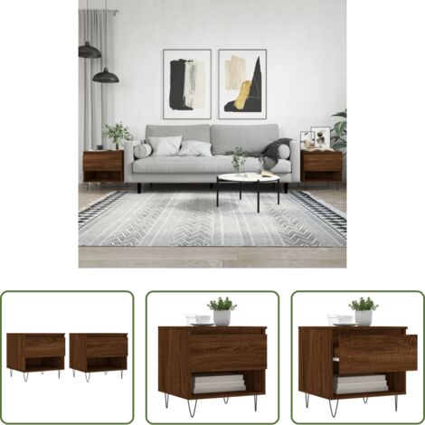vidaXL Mesa auxiliar -  Mesas de centro 2 uds madera ingeniería roble marrón 50x46x50cm