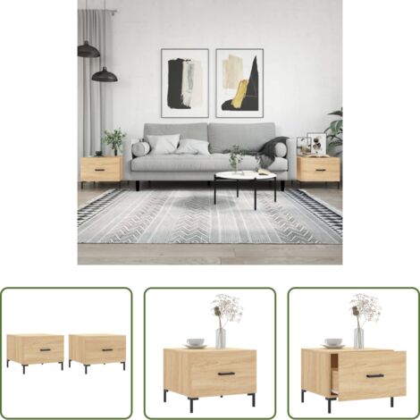 vidaXL Mesa auxiliar -  Mesas de centro 2 uds madera ingeniería roble Sonoma 50x50x40cm