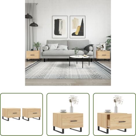 vidaXL Mesa auxiliar -  Mesas de centro 2 uds madera ingeniería roble Sonoma 50x50x40cm