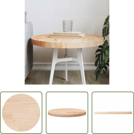vidaXL Mesa auxiliar -  Tablero de mesa redondo madera maciza de pino Ø50x3 cm