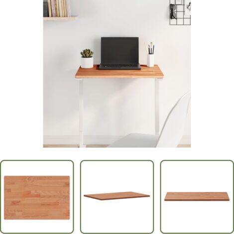 vidaXL Mesa auxiliar -  Tablero rectangular de madera maciza de haya 60x40x1,5 cm
