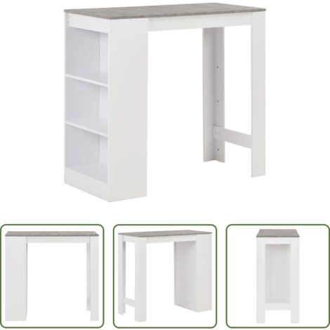 vidaXL Mesa barra -  Mesa alta de cocina con estantería blanca 110x50x103 cm
