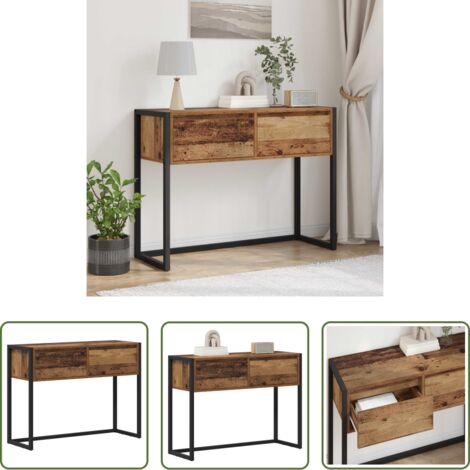 vidaXL Mesa con cajón -  Mesa Auxiliar con cajón Madera Vieja 100 x 36 x 75 cm