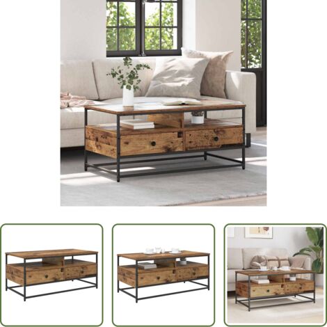 vidaXL Mesa con cajón -  Mesa de Café con cajón Madera envejecida 100 x 51 x 45 cm
