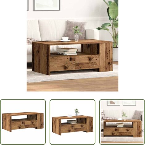 vidaXL Mesa con cajón -  Mesa de Café con cajón Madera envejecida 102 x 55 x 43,5 cm
