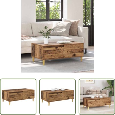 vidaXL Mesa con cajón -  Mesa de Café con cajón Madera envejecida 90 x 50 x 35 cm