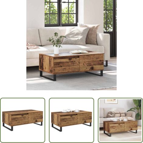 vidaXL Mesa con cajón -  Mesa de Café con cajón Madera envejecida 90 x 50 x 36,5 cm