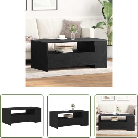 vidaXL Mesa con cajón -  Mesa de Café con cajón Roble Negro 102 x 55 x 43,5 cm
