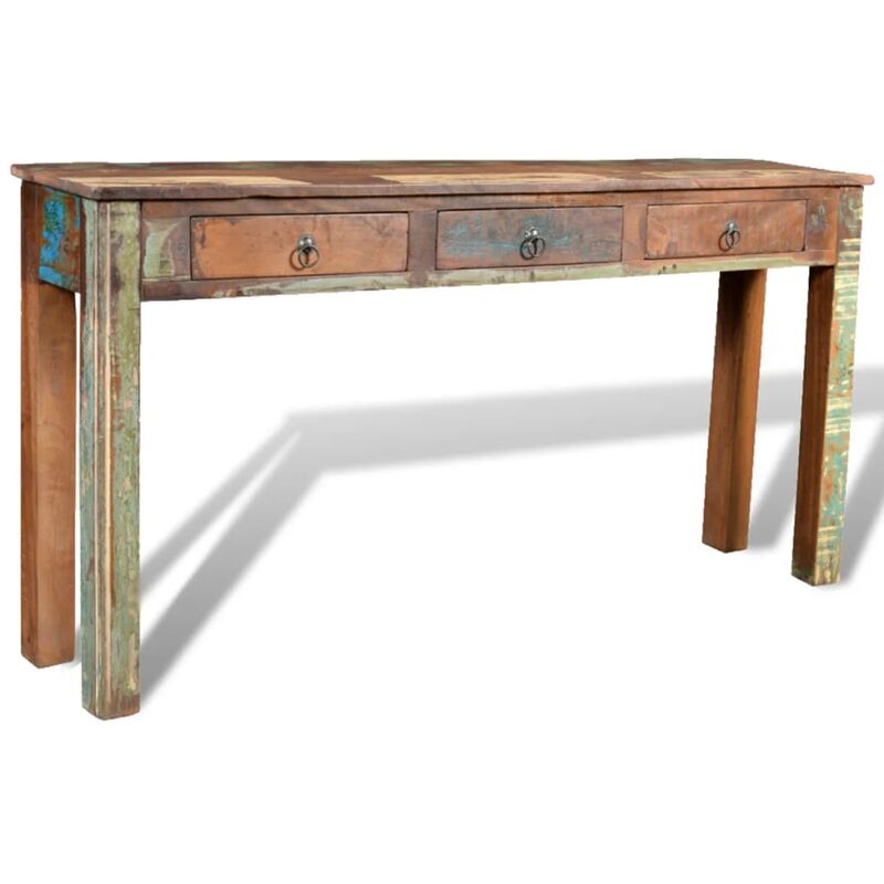 

Mesa consola con 3 cajones de madera reciclada - Marrón - Vidaxl