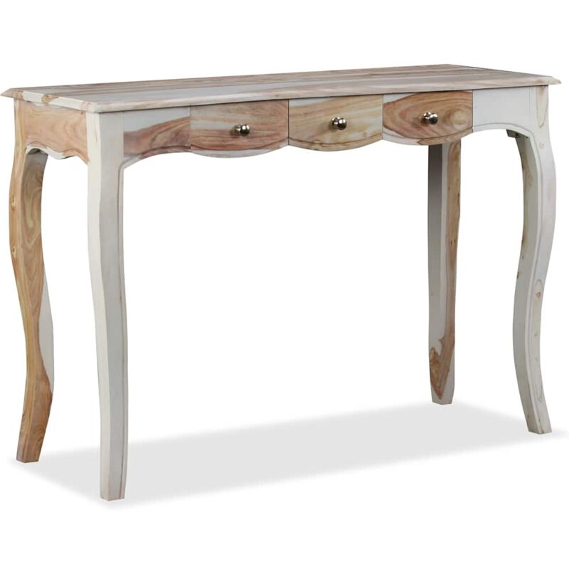 

Mesa consola con 3 cajones madera maciza sheesham 110x40x76 cm - Blanco - Vidaxl