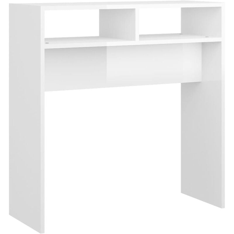 

vidaXL Mesa consola de aglomerado 78x30x80 cm blanco brillante - Blanco