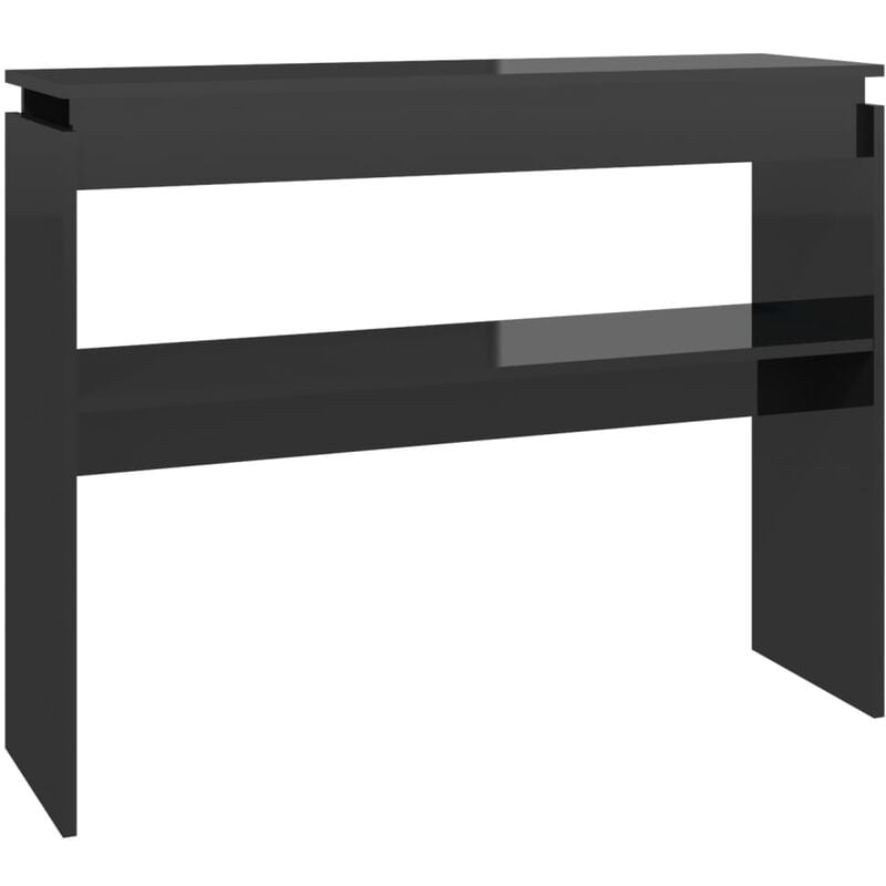 

vidaXL Mesa consola de aglomerado 102x30x80 cm negro brillante - Negro