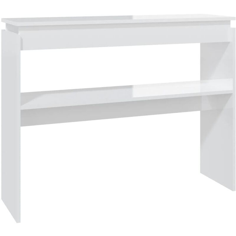 

vidaXL Mesa consola de aglomerado 102x30x80 cm blanco brillante - Blanco