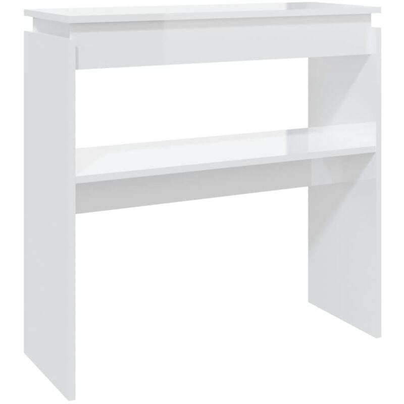 

vidaXL Mesa consola de aglomerado 80x30x80 cm blanco brillante - Blanco