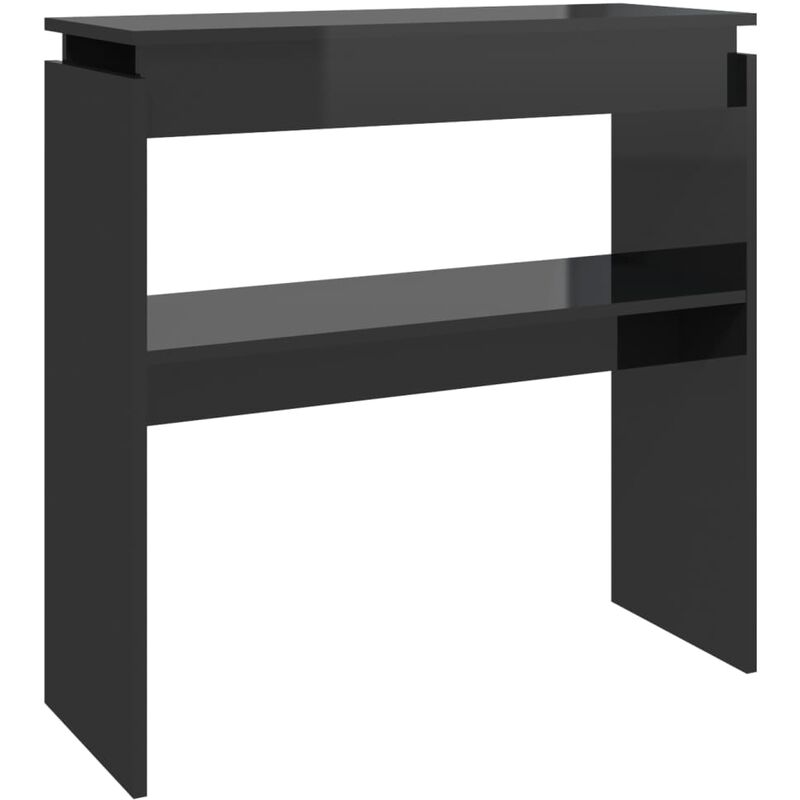 

vidaXL Mesa consola de aglomerado 80x30x80 cm negro brillante - Negro