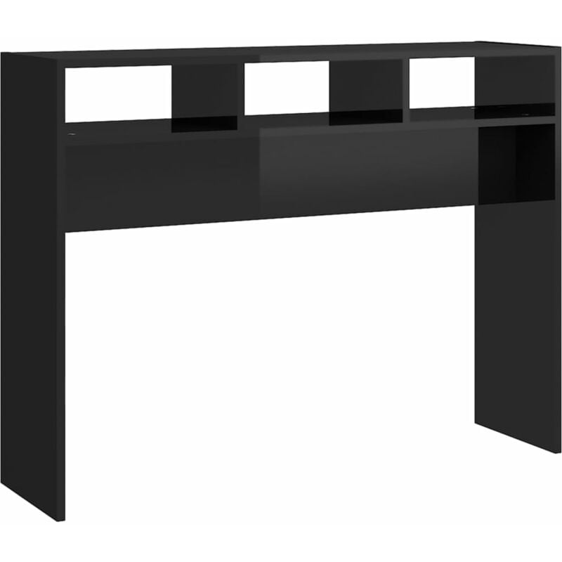 

vidaXL Mesa consola de aglomerado 105x30x80 cm negro brillante - Negro