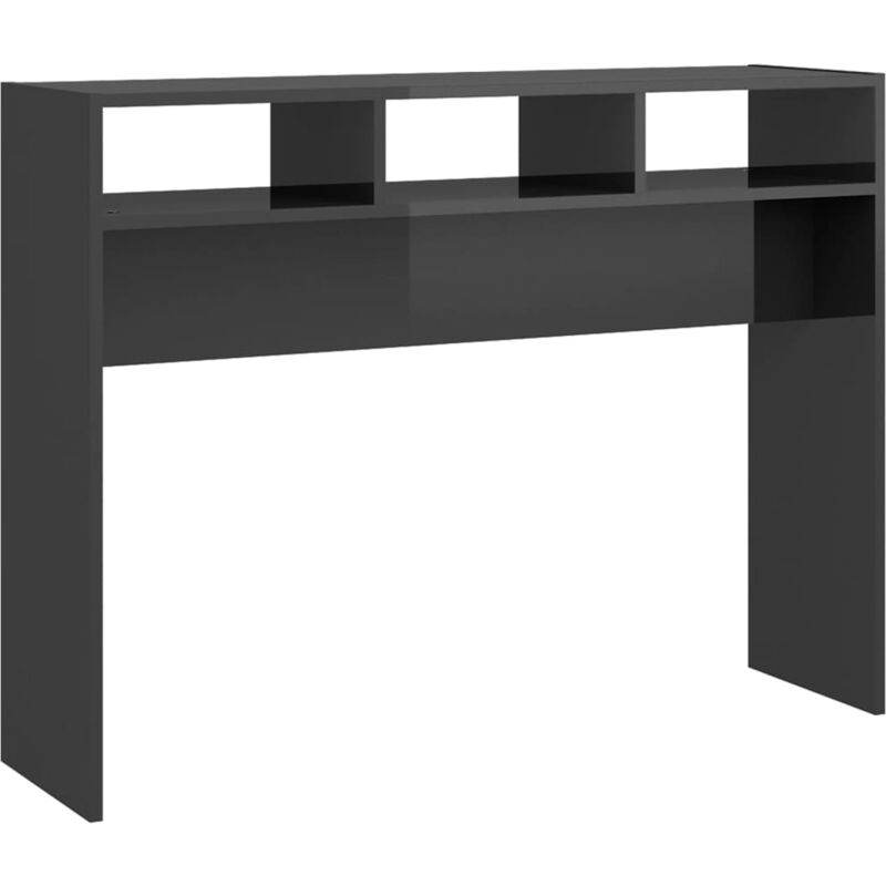 

vidaXL Mesa consola de aglomerado 105x30x80 cm gris brillante - Gris