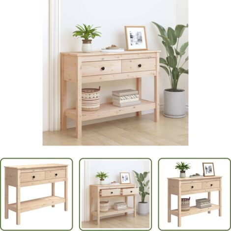 vidaXL Mesa consola -  Mesa consola madera maciza de pino 100x35x75 cm