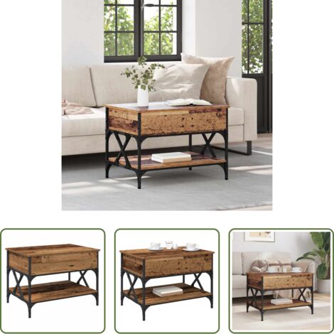 vidaXL Mesa convertible -  Mesa de Café Madera Vieja 70x50x50cm Madera contrachapada