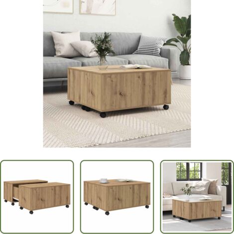 vidaXL Mesa cuadrada -  Mesa de Café con cajón Roble artesanal 75 x 75 x 38 cm