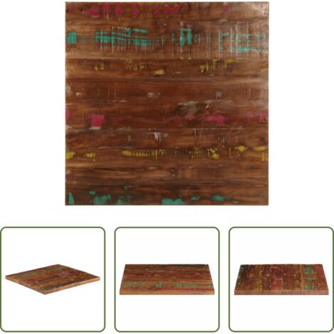 vidaXL Mesa cuadrada -  Tablero de mesa cuadrado madera maciza reciclada 70x70x3,8 cm