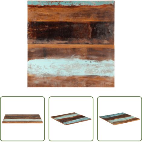 vidaXL Mesa cuadrada -  Tablero mesa cuadrada madera reciclada maciza 80x80 cm 25-27 mm