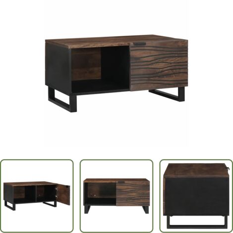 vidaXL Mesa de acacia -  Mesa de Café Marrón y Negro 80 x 50 x 40 cm