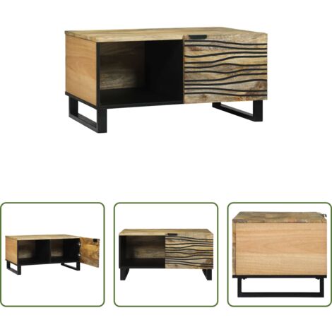 vidaXL Mesa de acacia -  Mesa de Café Marrón y Negro 80 x 50 x 40 cm