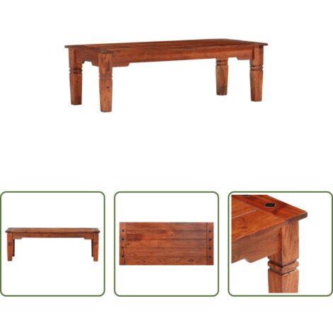 vidaXL Mesa de acacia -  Mesa de centro de madera maciza de acacia 110x50x35 cm