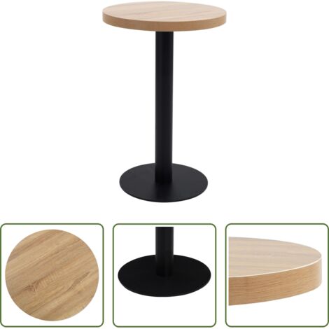 vidaXL Mesa de acero -  Mesa de bistró MDF marrón claro 50 cm