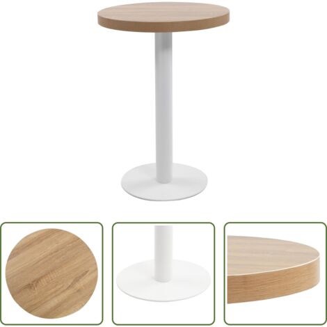 vidaXL Mesa de acero -  Mesa de bistró MDF marrón claro 60 cm