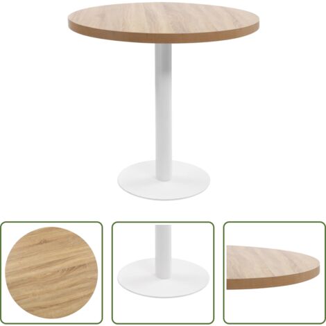 vidaXL Mesa de acero -  Mesa de bistró MDF marrón claro 80 cm