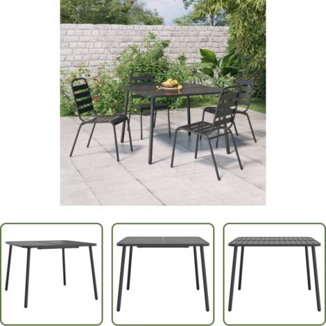 vidaXL Mesa de acero -  Mesa de jardín de acero gris antracita 100x100x71 cm