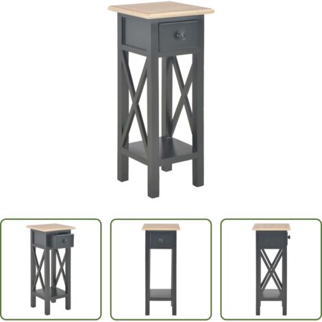 vidaXL Mesa de almacenamiento -  Mesa auxiliar de madera negro 27x27x65,5 cm