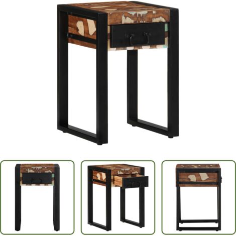 vidaXL Mesa de almacenamiento -  Mesa auxiliar multicolor 35x35x50 cm madera maciza reciclada