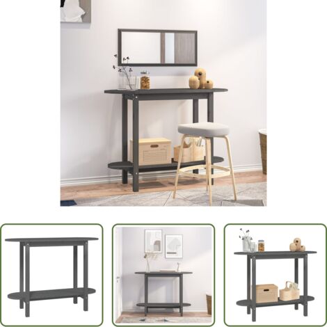 vidaXL Mesa de almacenamiento -  Mesa consola de madera maciza de pino gris 110x40x80 cm