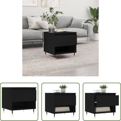 vidaXL Mesa de almacenamiento -  Mesa de centro madera de ingeniería negro 50x46x50 cm