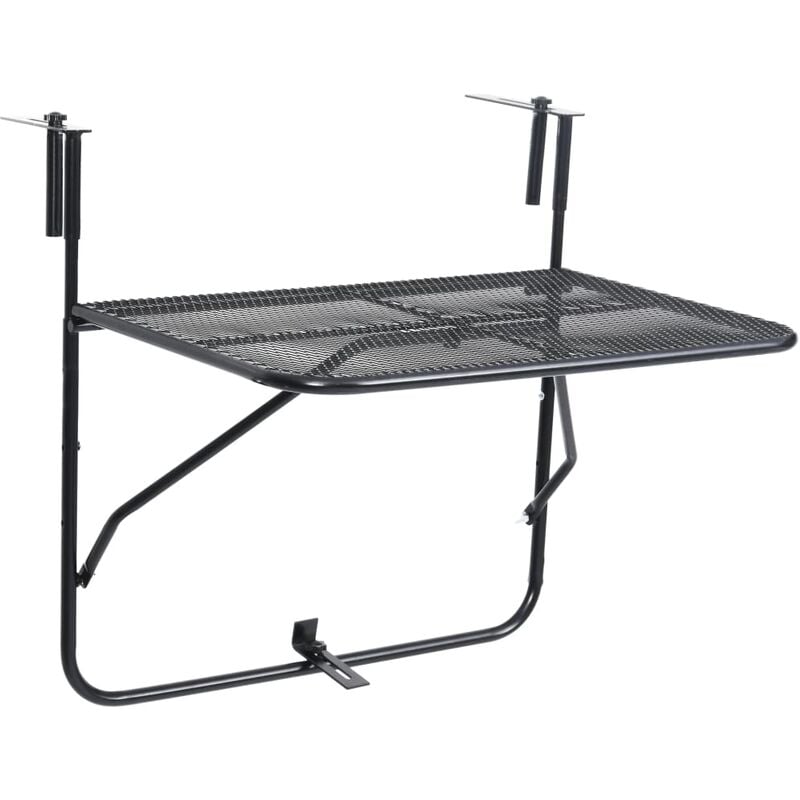 

vidaXL Mesa de balcón de acero negro 60x40 cm - Negro